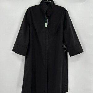 Tuckernuck Black Charlie Shirt Dress sz XXL Stand Collar Cotton Stretch Mini